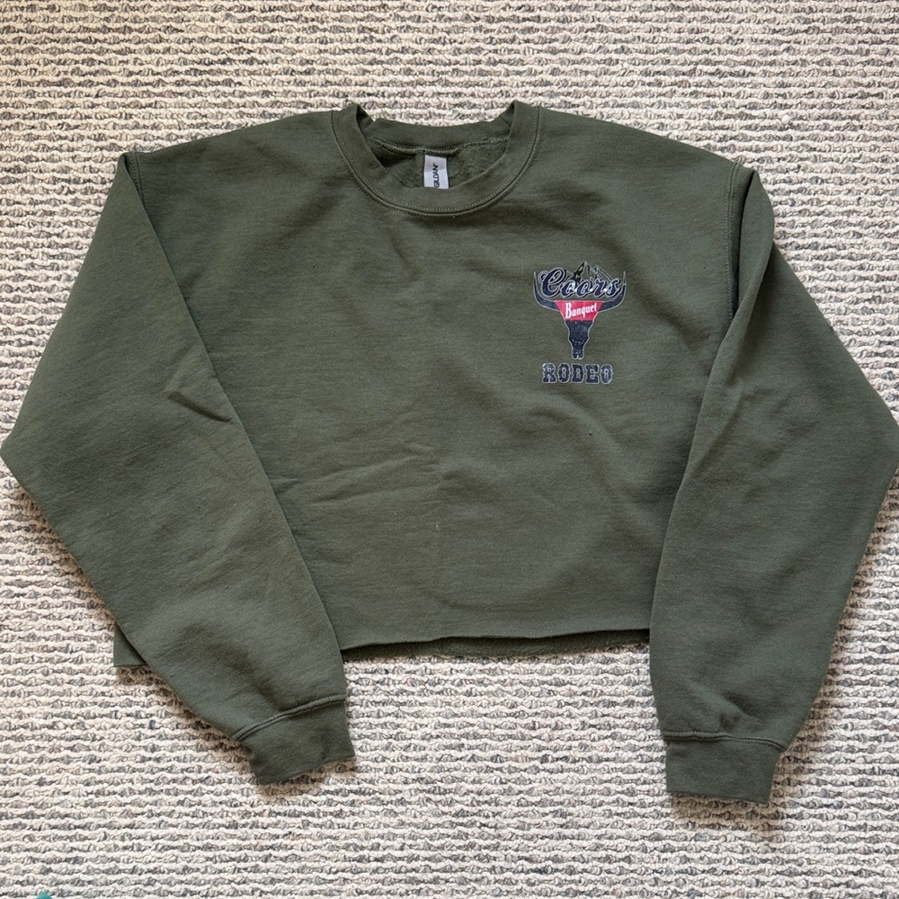 Green Cropped Sweatshirt with Coors Embroidered Logo